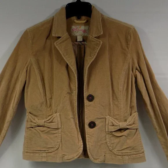 Plugg Tan Corduroy Button Front Blazer Jacket Size Small READ DESCRIPTION! - Picture 2 of 12